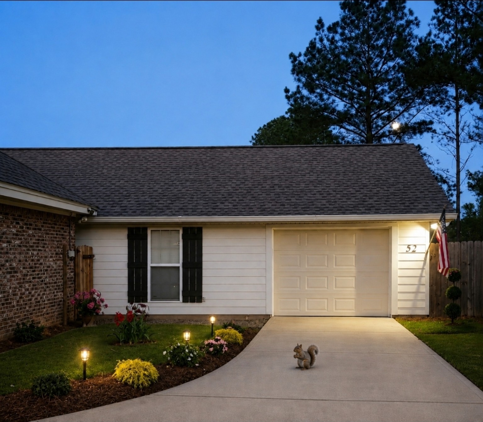 Crossland BNB exterior at dusk